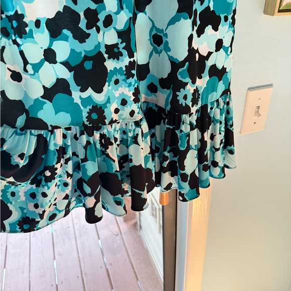 Micheal Kors Floral V-Neck Dress in Blue and Black - Picture 4 of 4